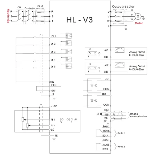 sơ đồ lắp đặt Biến tần 3 pha 380V ra 3 pha 380V 15kW HELION HL-V3 T3 015G/018P
